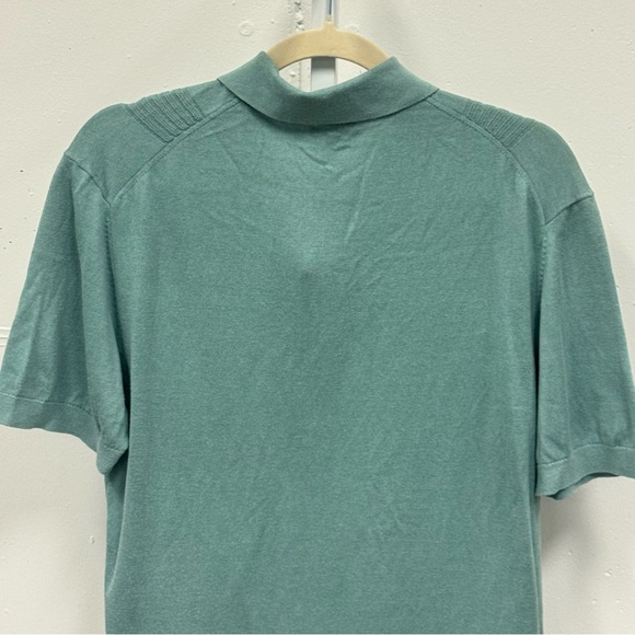 Todd Snyder Men's Silk-Cotton Ribbed Button Sweater Polo Teal Medium - Picture 6 of 13